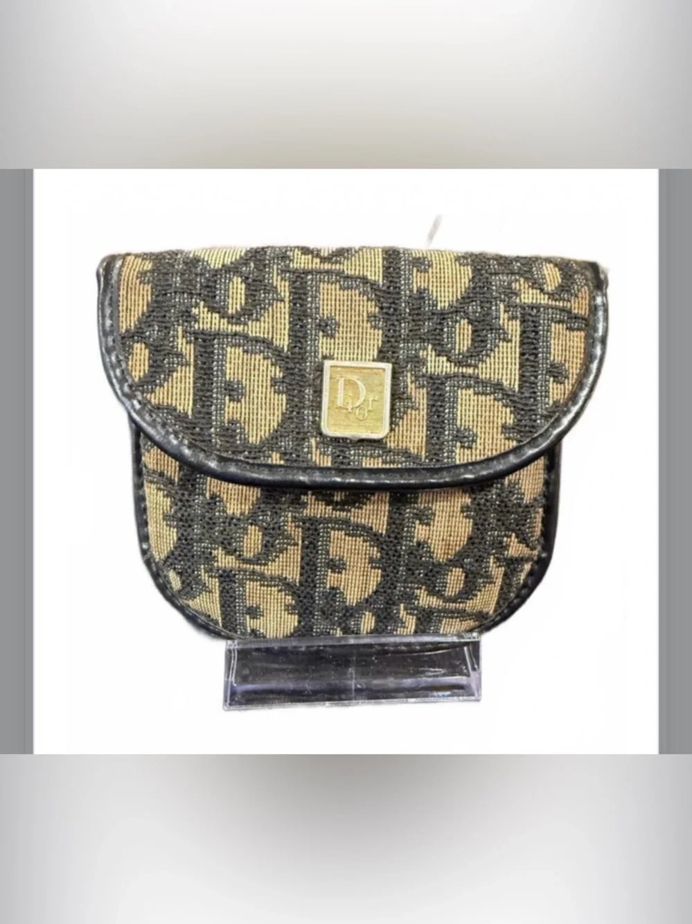 Dior Brown Navy Monogram Canvas Small Pouch/Coin Purse & COA!